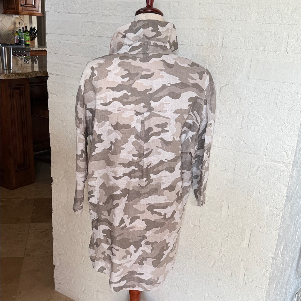 Camouflage Button-Up Linen Shirt XL - Picture 5 of 7